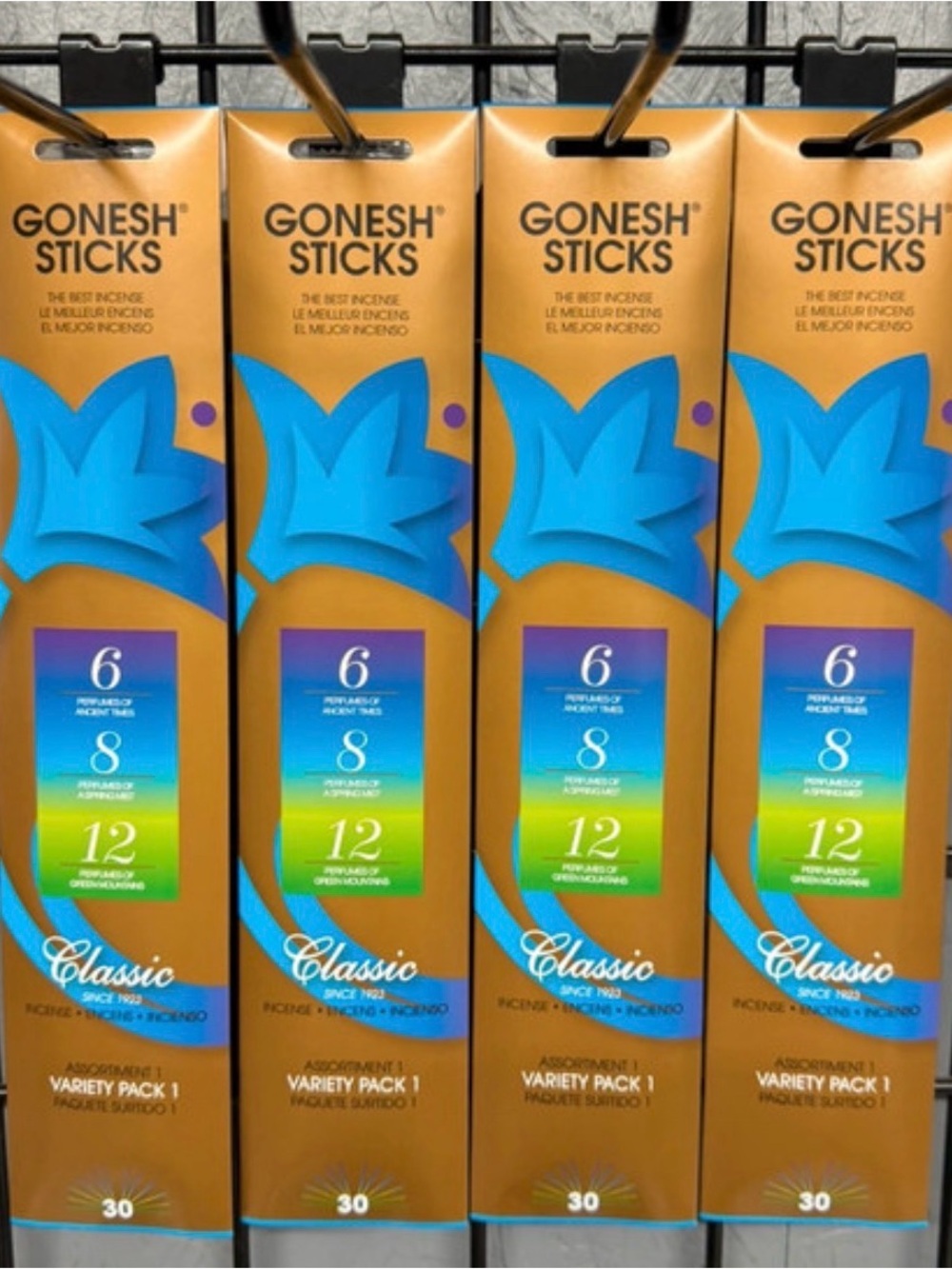 GONESH Classic Variety Pack Incense Sticks - Gold and Blue